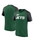 ფოტო #1 პროდუქტის Men's Heathered Green, Heathered Black New York Jets Color Block Team Name T-shirt