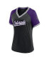 ფოტო #2 პროდუქტის Women's Black Colorado Rockies Glitz Glam League Diva Raglan V-Neck T-Shirt