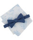 ფოტო #1 პროდუქტის Men's Textured Bow Tie & Seaside Pocket Square Set, Created for Macy's