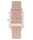 Фото #1 товара Women's Quartz Square Pink Faux Leather Band Watch, 35mm