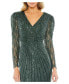 Women's Beaded Lace Long Sleeve Midi Dress