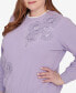 ფოტო #2 პროდუქტის Plus Size Classic Sherpa Floral Embroidered Sweater