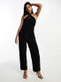 Vero Moda cross front plisse jumpsuit in black