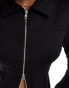 Calvin Klein Jeans zip long sleeve top in black Ck schwarz, S - EU 36 - фото #4