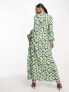 Vero Moda Aware keyhole maxi dress in green floral print