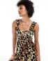 Фото #2 товара JDY Tall shirred top maxi dress in leopard print