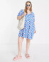 Фото #8 товара Noisy May Curve smock mini dress in blue checkerboard