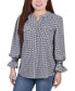 ფოტო #1 პროდუქტის Petite Long Sleeve Y-Neck Blouse