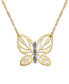 Фото #1 товара Italian Gold butterfly 17" Pendant Necklace in 10k Gold