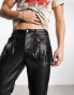 Фото #4 товара ASOS DESIGN skinny leather look trousers with fringed pockets