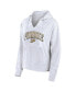 Women's White/Gray Purdue Boilermakers Arch Logo Striped Notch Neck Pullover Hoodie