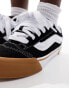 Vans knu skool chunky trainers in black and white with gum sole detail