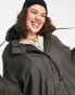 Фото #6 товара Only Curve faux fur lined hooded rain coat in black