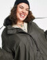 Only Curve faux fur lined hooded rain coat in black