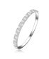 Фото #3 товара Sterling Silver with Rhodium Plated Clear Round and Emerald Cubic Zirconia Two-Row Accent Bangle Bracelet