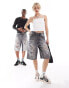 Фото #1 товара Weekday Astro Unisex baggy denim jorts in Black grumble