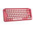 Фото #3 товара Logitech POP Keys Wireless Mechanical Keyboard With Emoji Keys - Mini - RF Wireless + Bluetooth - Mechanical - QWERTY - Burgundy - Pink - Rose