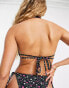 Фото #4 товара The Frolic Arianna tie front triangle bikini top in black floral