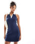 Фото #2 товара Miss Selfridge polo neck sleeveless mini dress in navy