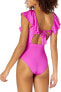 Фото #2 товара Trina Turk 285841 Women's Atlas Ruffle Plunge One Piece, Orchid, Size 12