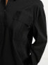 Фото #3 товара Miss Selfridge poplin oversized utility shirt in black