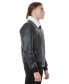 Men's Genuine Leather Bomber Jacket with Shearling Lining, Black Nappa and White Curly Wool Черный, S - фото #3