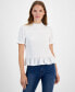 ფოტო #1 პროდუქტის Women's Puff-Sleeve Smocked Top