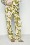 LINEN BLEND FLORAL PRINT TROUSERS