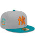 Фото #2 товара Men's Gray, Teal New York Yankees 59FIFTY Fitted Hat