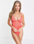 Peek & Beau Fuller Bust Exclusive cut out swimsuit in orange crinkle