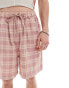 Фото #4 товара Reclaimed Vintage unisex short in pink check co-ord