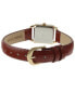 Women's 20mm Square Watch with Glossy Brown Leather Strap