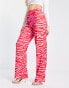 Фото #2 товара NA-KD x Janka Polliana co-ord high waist tailored trousers in pink zebra