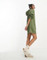 Фото #2 товара ASOS DESIGN oversized hoodie sweatshirt mini dress in khaki