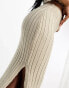 Фото #2 товара Missyempire knitted side spilt midi skirt co-ord in stone