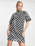 Vero Moda checkerboard sequin mini dress in mono