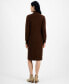 Фото #2 товара Petite Mock Neck Side-Ribbed Sweater Dress, Created for Macy's