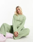 ASOS DESIGN Maternity lounge borg sweat & wide leg trouser set in sage