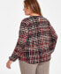 ფოტო #2 პროდუქტის Plus Size Chain-Neck Blouson Top