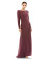 Women's Draped Bateau Long Sleeve Trumpet Gown