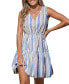 Фото #1 товара Women's Striped Sleeveless V-Neck Mini Beach Dress