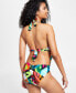 Фото #2 товара Bar Iii Women's Tropical Dreams Cowlneck One-Piece Swimsuit Multi Size L