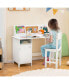 Wooden Kids Study Desk and Chair Set with Storage Cabinet and Bulletin Board