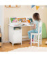 Wooden Kids Study Desk and Chair Set with Storage Cabinet and Bulletin Board Белый, 17.5 - фото #6