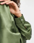 Фото #6 товара Miss Selfridge oversized satin shirt with diamante buttons in khaki