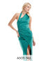 Фото #1 товара ASOS DESIGN Tall scuba wrap around halter neck midi dress in green