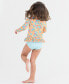 ფოტო #1 პროდუქტის Baby Girls Baby Long Sleeve Ruffle Hem Rash Guard 2-Piece