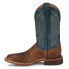 Justin Boots Poston Wide Square Toe Cowboy Mens Blue, Brown Casual Boots BR388
