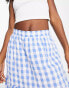 Фото #8 товара Monki seersucker ruffle midi skirt in blue and white gingham