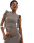 Reclaimed Vintage waterfall sleeve tank co-ord in silver